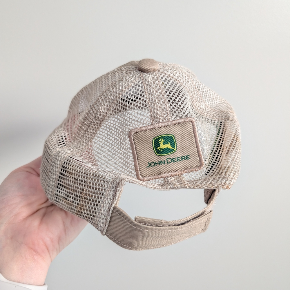 John Deere Beige Mesh Cap with Farm Patches - Picture 3 of 3